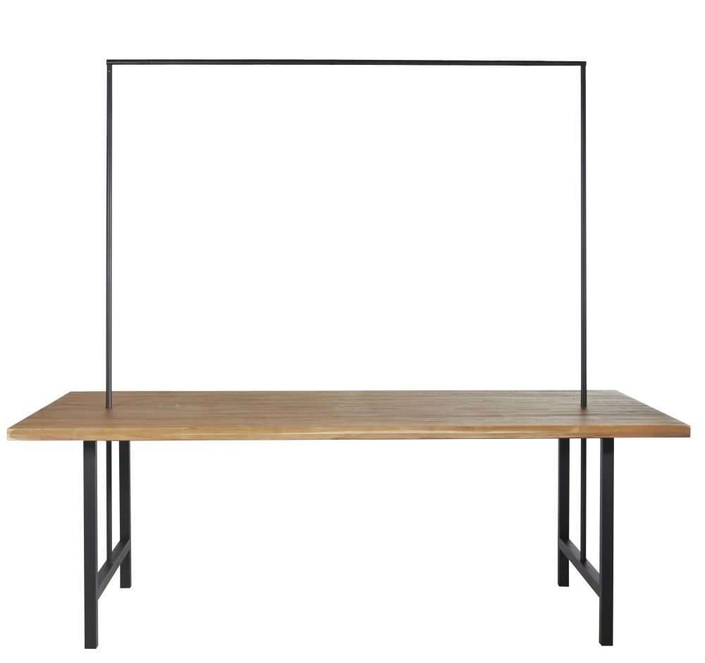 Table de jardin en acacia massif et métal noir avec barre de suspension amovible 8/10 personnes Table de jardin en acacia massif et métal noir avec barre de suspension amovible 8/10 personnes