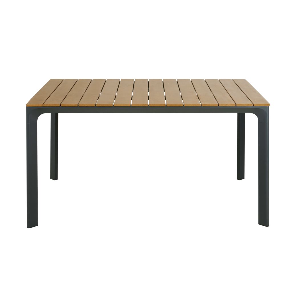 Table de jardin en aluminium gris anthracite et composite imitation bois 4/6 personnes L140