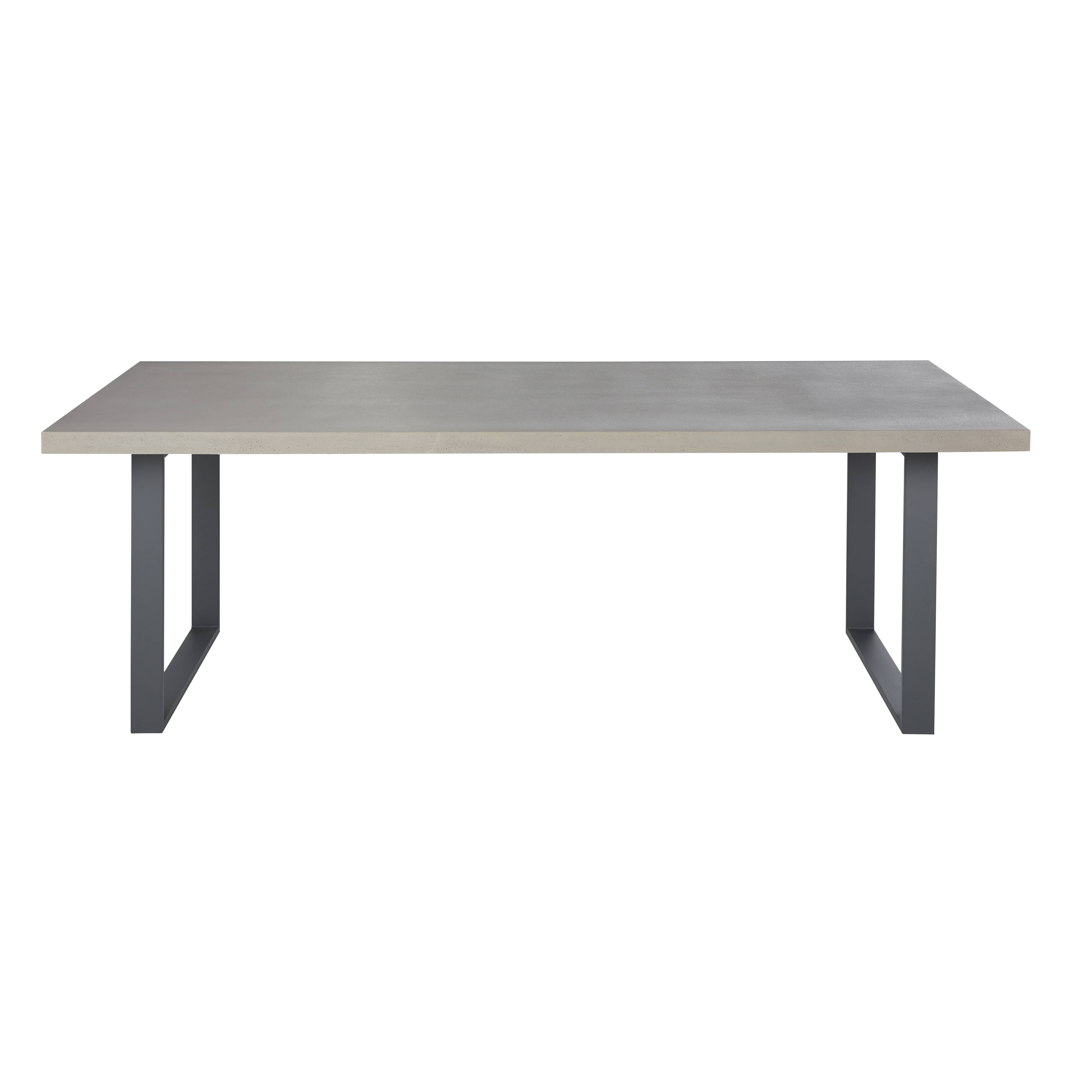 Table de jardin en composite effet béton et fer gris anthracite 8/10 personnes