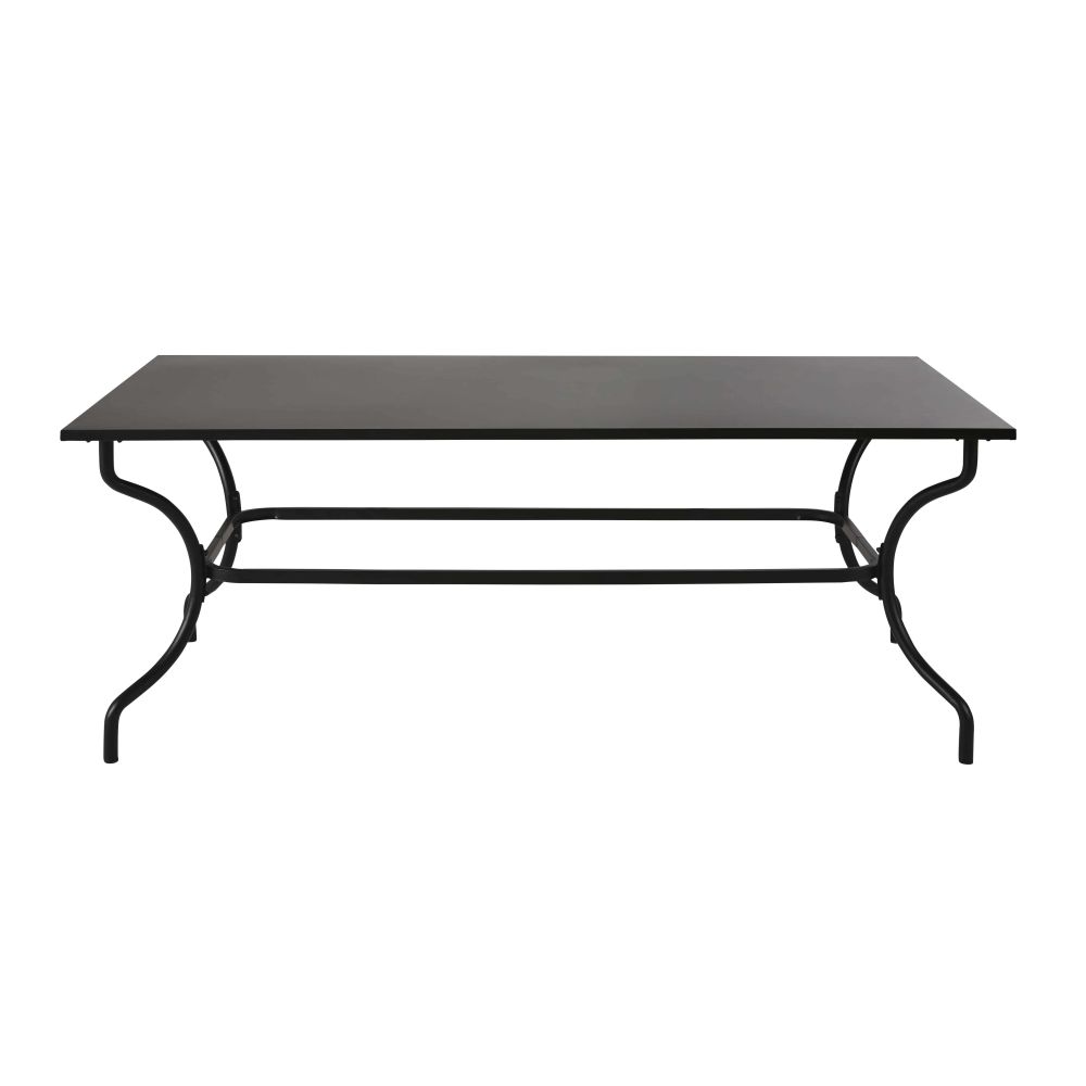 Table de jardin en métal et acier noirs 8/10 personnes