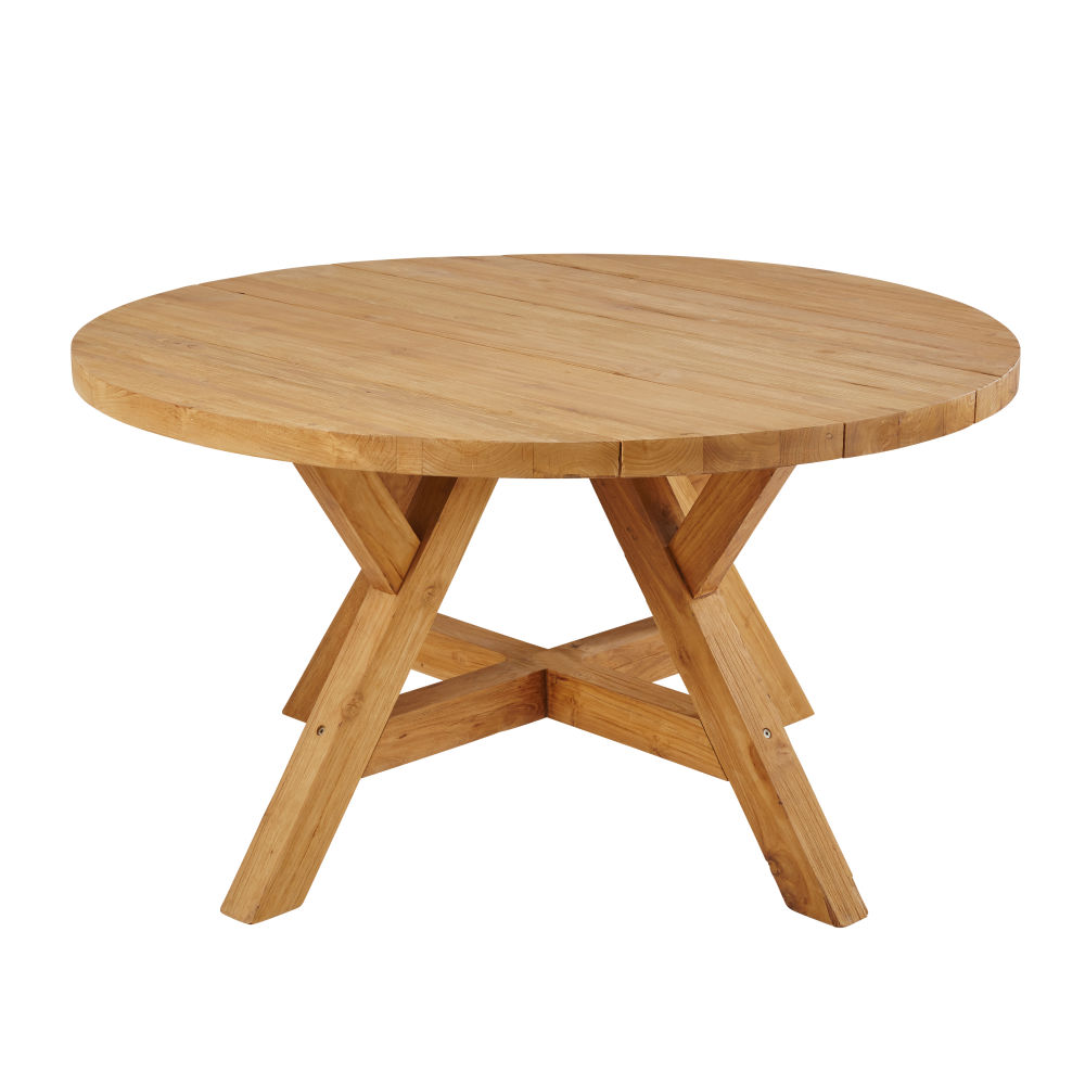 Table de jardin ronde en teck recyclé 6 personnes D140