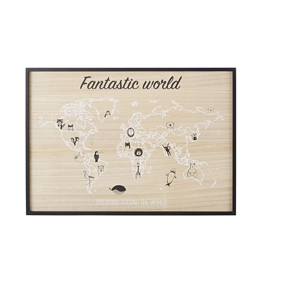 Tableau imprimé carte du monde en pin 70x50 (photo) Tableau imprimé carte du monde en pin 70x50