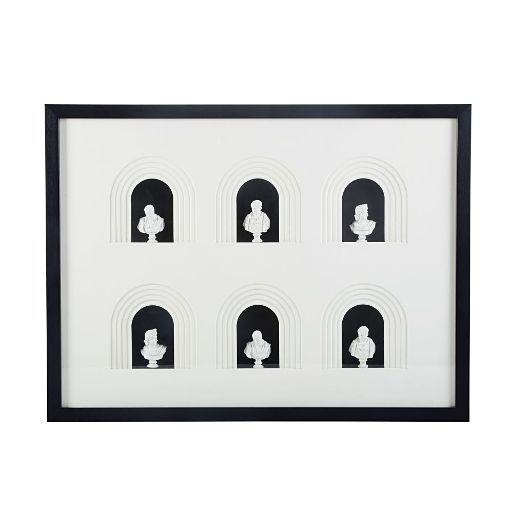 Tableau noir et blanc et bustes en résine 60x80 Tableau noir et blanc et bustes en résine 60x80