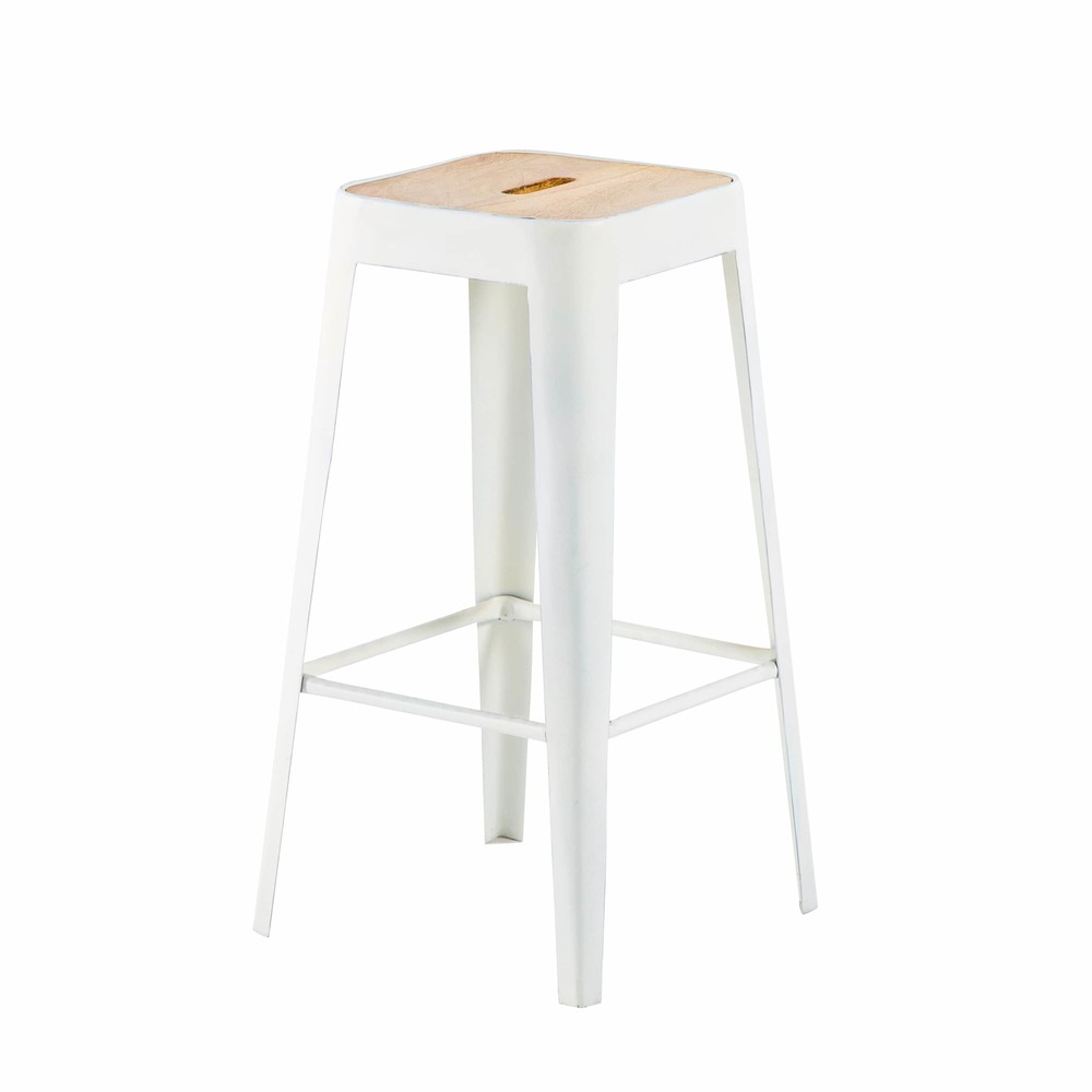 Tabouret de bar indus en métal blanc Tabouret de bar indus en métal blanc