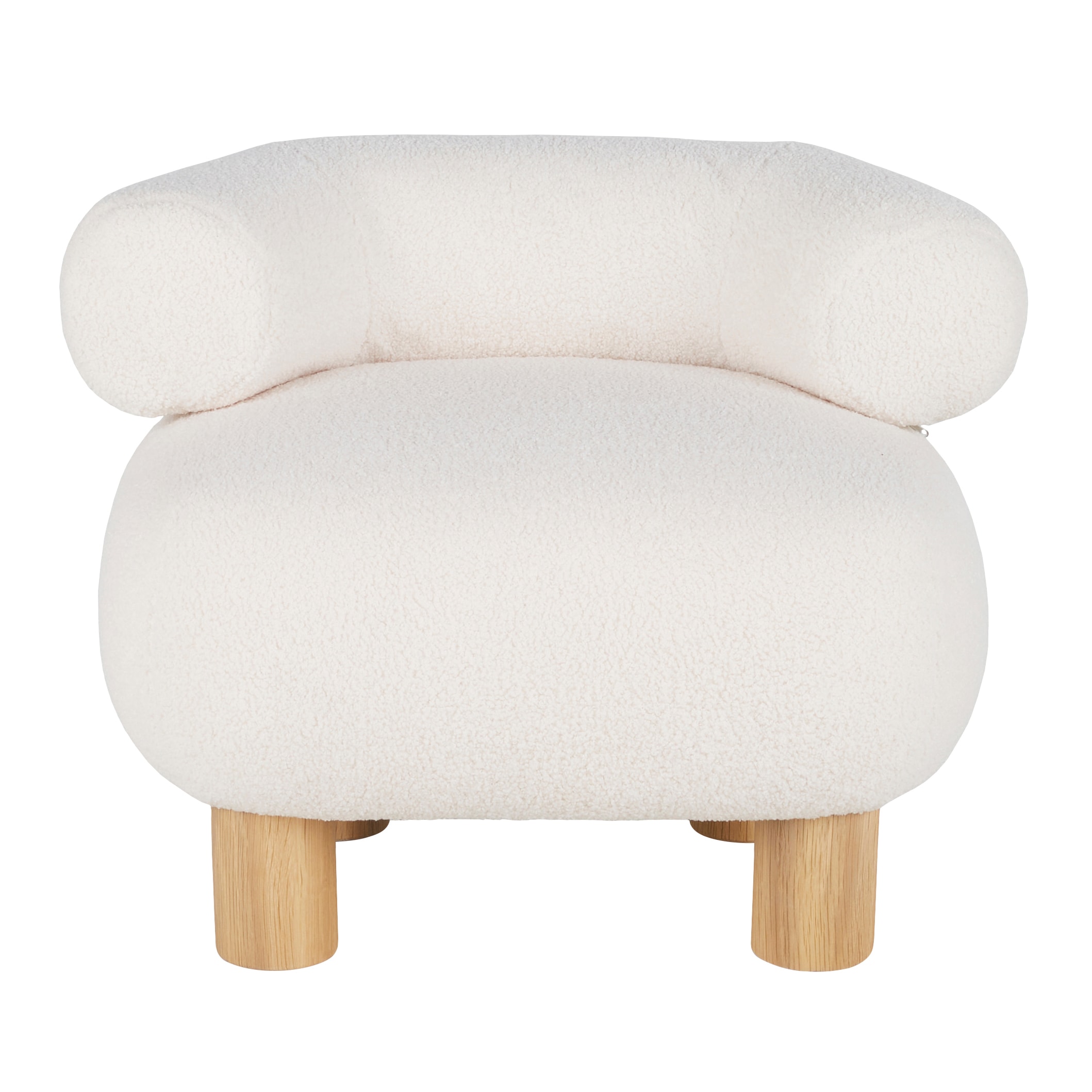 Tabouret en bois de chêne, peuplier et bouclettes blanches