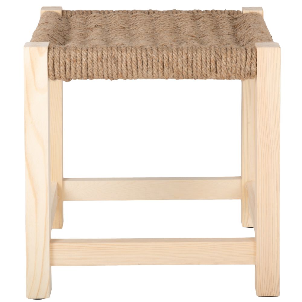 Tabouret en corde de fibre végétale tressée et peuplier Tabouret en corde de fibre végétale tressée et peuplier