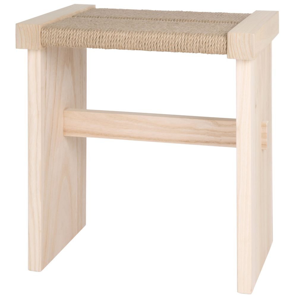 Tabouret en paulownia et corde en chanvre tressée main Tabouret en paulownia et corde en chanvre tressée main
