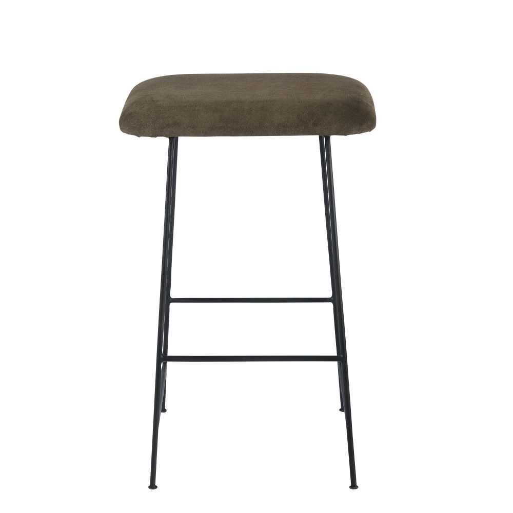 Tabouret en suédine taupe et métal noir Tabouret en suédine taupe et métal noir