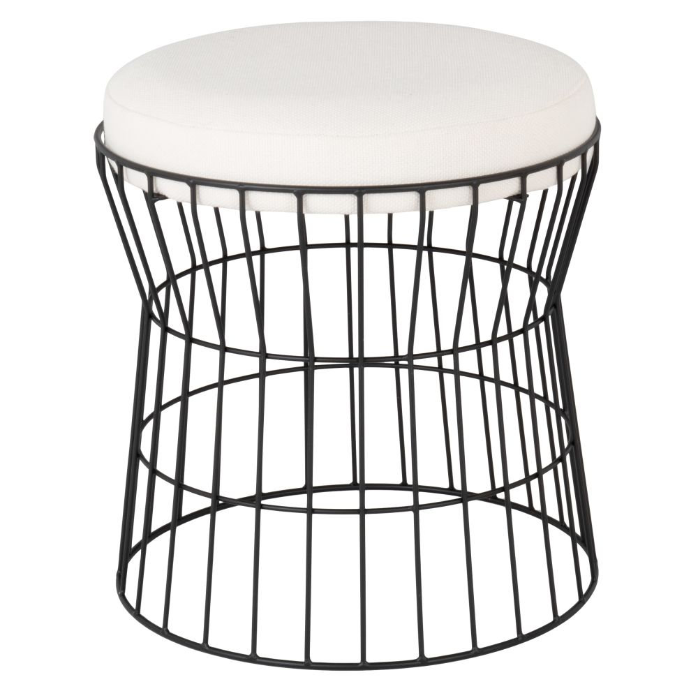 Tabouret gris chiné et métal filaire noir Tabouret gris chiné et métal filaire noir