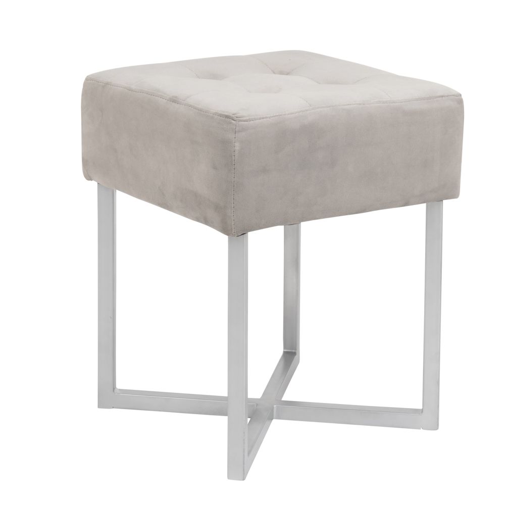 Tabouret gris et métal argenté Tabouret gris et métal argenté