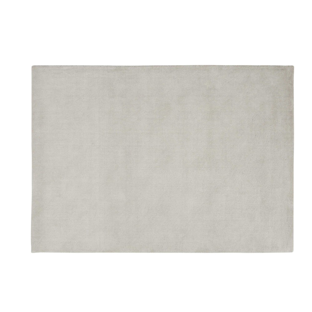 Tapis à poils courts en laine gris 140 x 200 cm