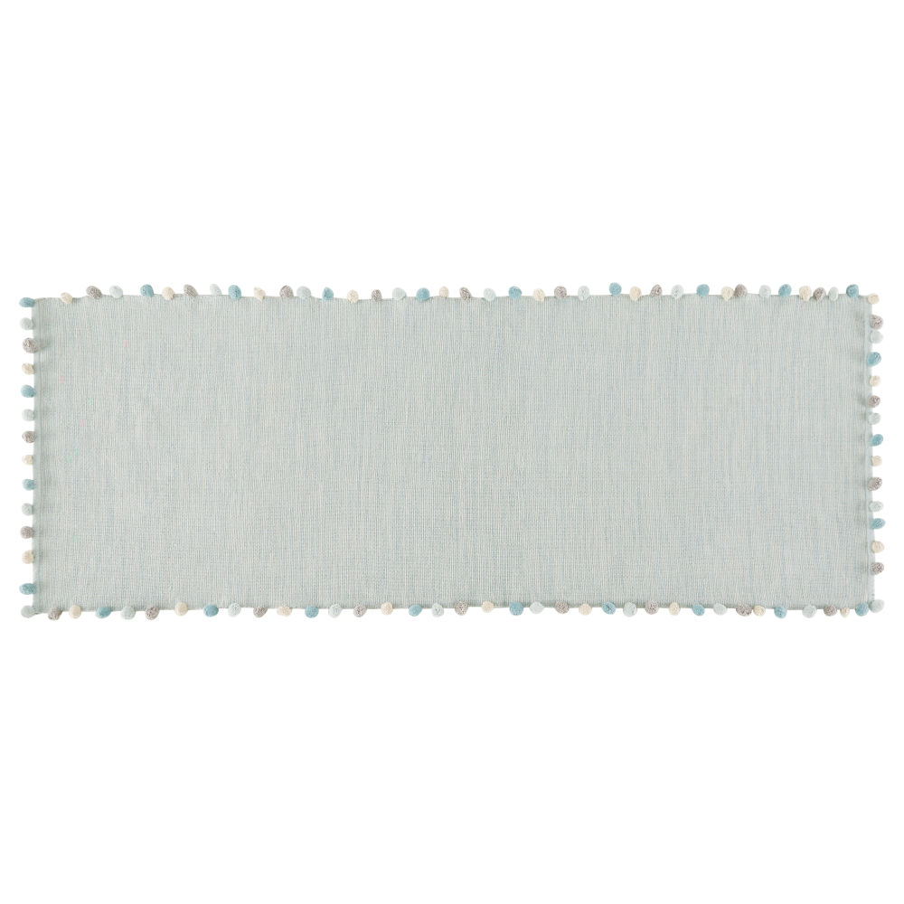 Tapis à pompons en coton vert 80x200 Tapis à pompons en coton vert 80x200