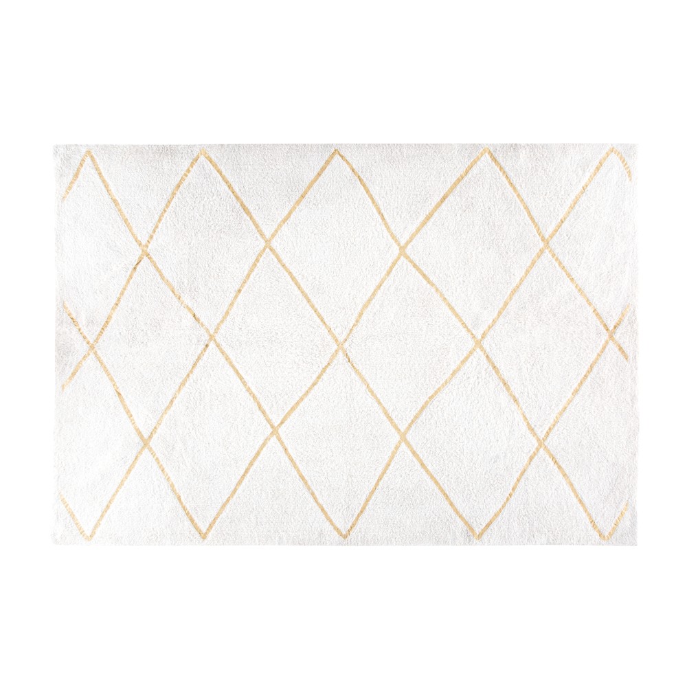 Tapis berbère en coton écru et doré 140x200