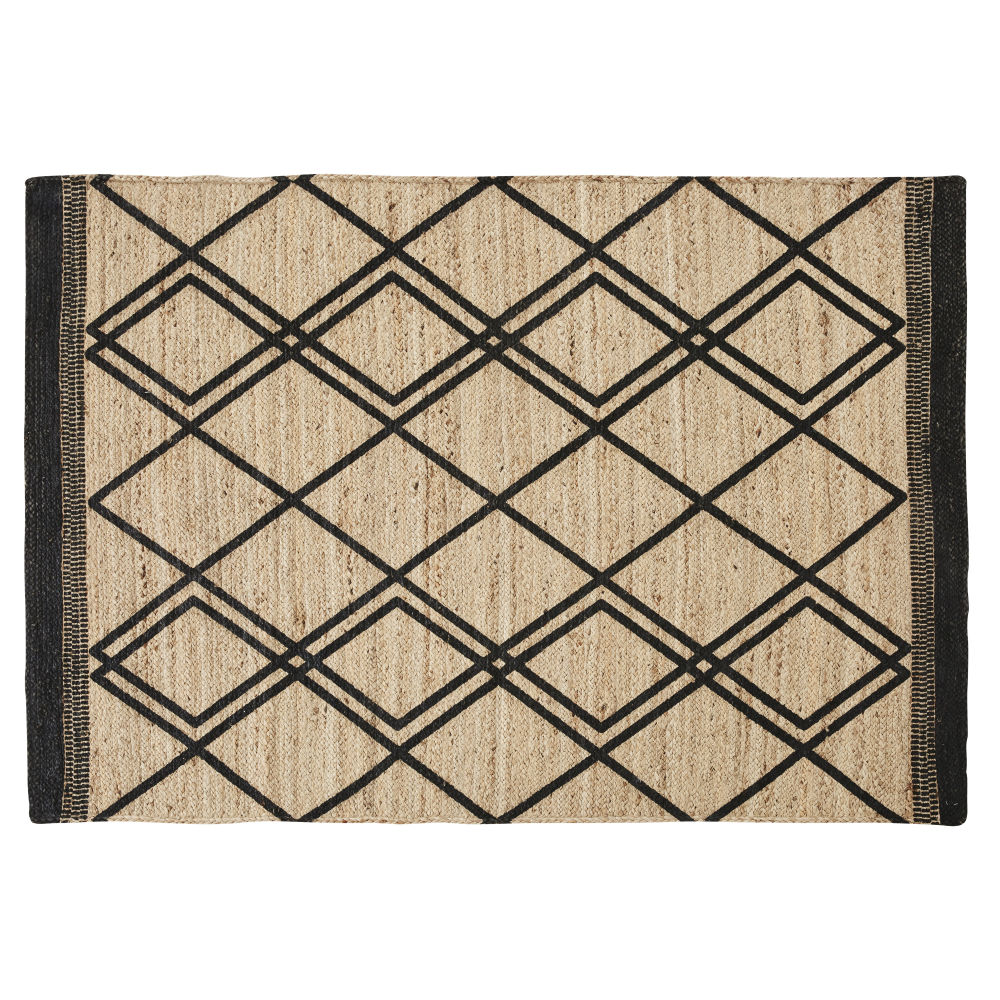 Tapis déco en jute beige et noir 140x200 Tapis déco en jute beige et noir 140x200