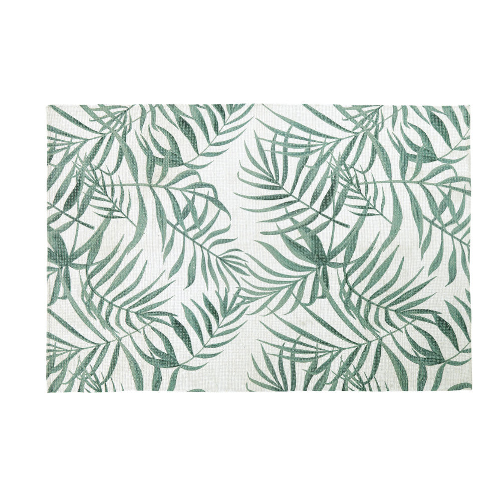Tapis écru imprimé végétal vert 160x230 Tapis écru imprimé végétal vert 160x230