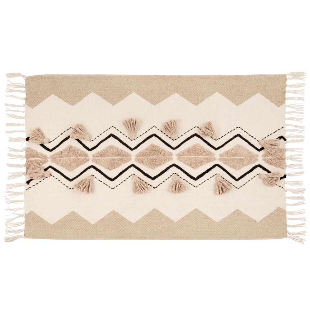Tapis en coton écru et beige à motifs 60x90