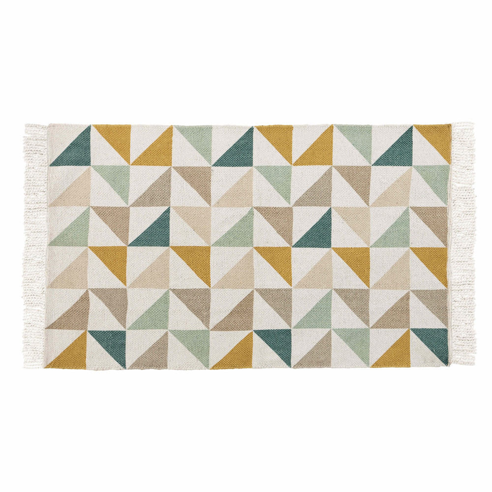 Tapis en coton motifs graphiques multicolores 60x100 Tapis en coton motifs graphiques multicolores 60x100