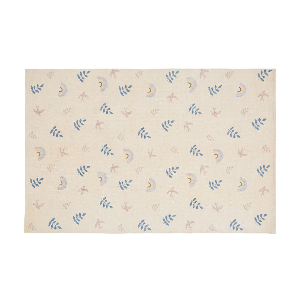 Tapis en coton rose, bleu et doré imprimé 120x180 Tapis en coton rose, bleu et doré imprimé 120x180
