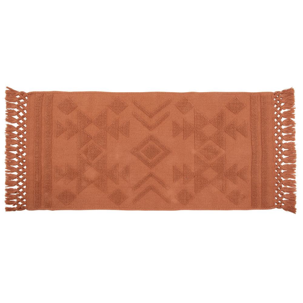 Tapis en coton terracotta à franges 60x120 Tapis en coton terracotta à franges 60x120