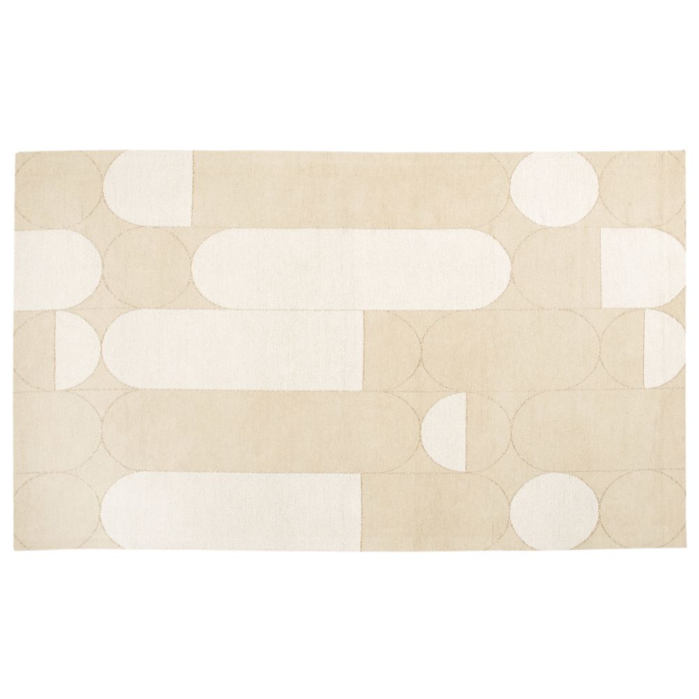 Tapis en coton tissé jacquard écru, beige et doré 50x150 Tapis en coton tissé jacquard écru, beige et doré 50x150
