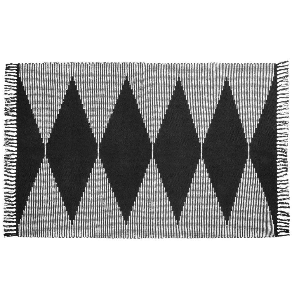 Tapis en coton tissé noir et blanc 120x180 Tapis en coton tissé noir et blanc 120x180