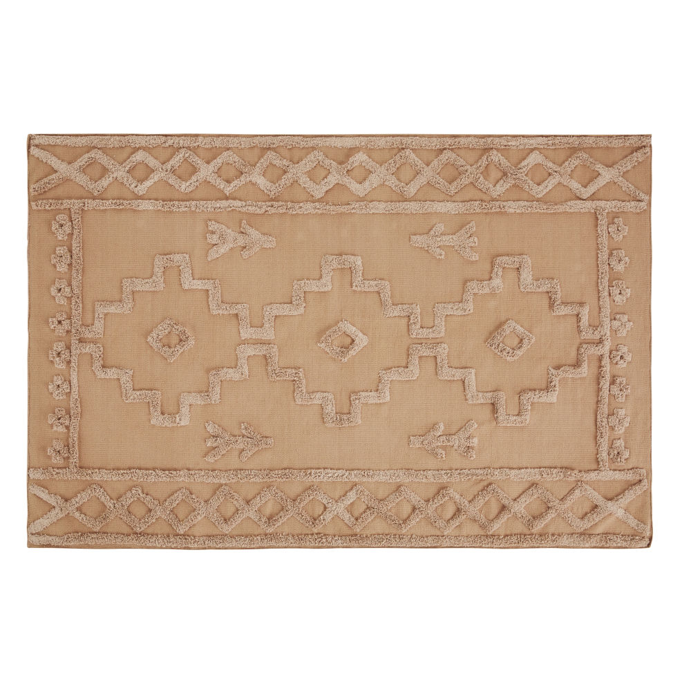 Tapis en coton tissé terracotta avec dessins en relief 120x180 Tapis en coton tissé terracotta avec dessins en relief 120x180