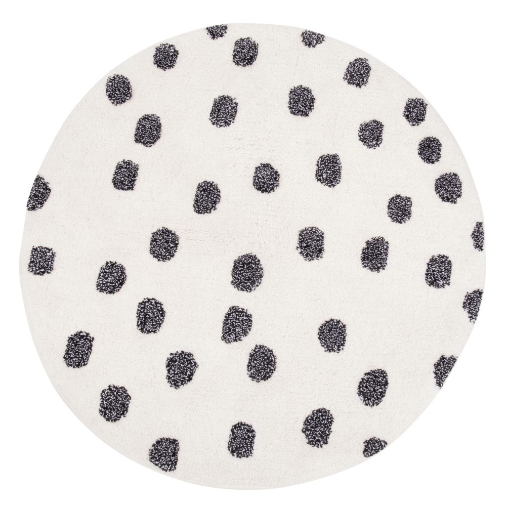 Tapis en coton tufté écru et noir D90 Tapis en coton tufté écru et noir D90