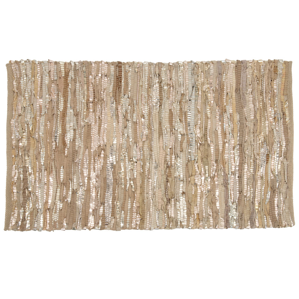Tapis en cuir de vache doré et beige 60x90 Tapis en cuir de vache doré et beige 60x90