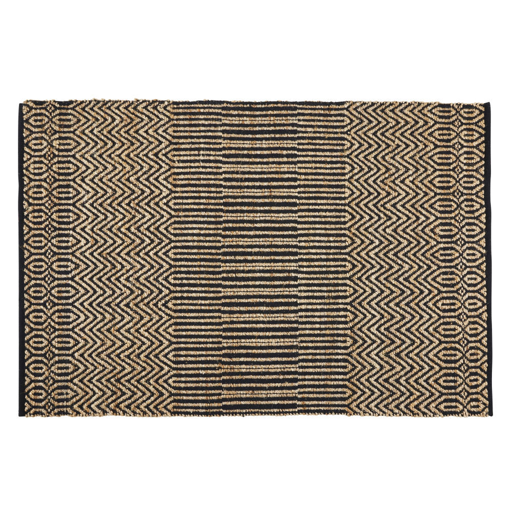 Tapis en jute et coton gris et écru à motifs 140x200