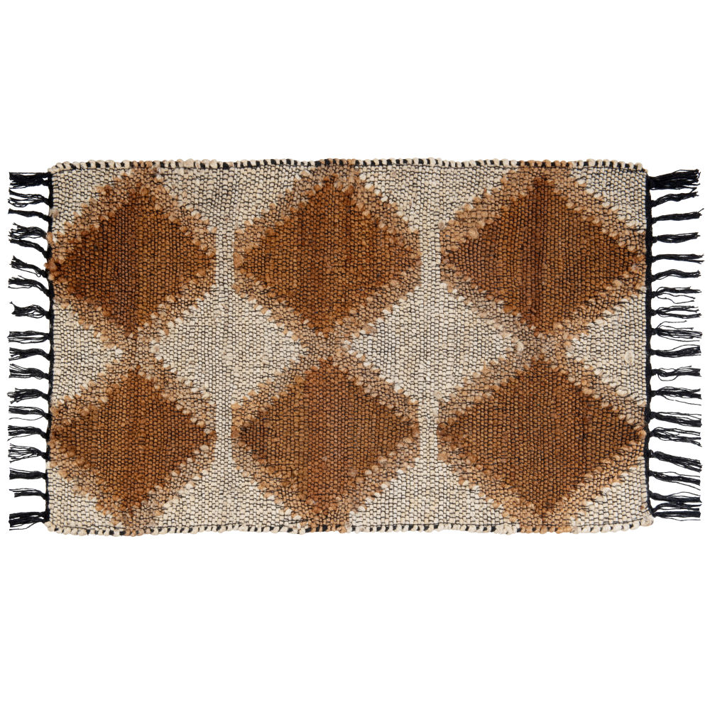 Tapis en jute et en coton marron, beiges et noirs 60x90 Tapis en jute et en coton marron, beiges et noirs 60x90