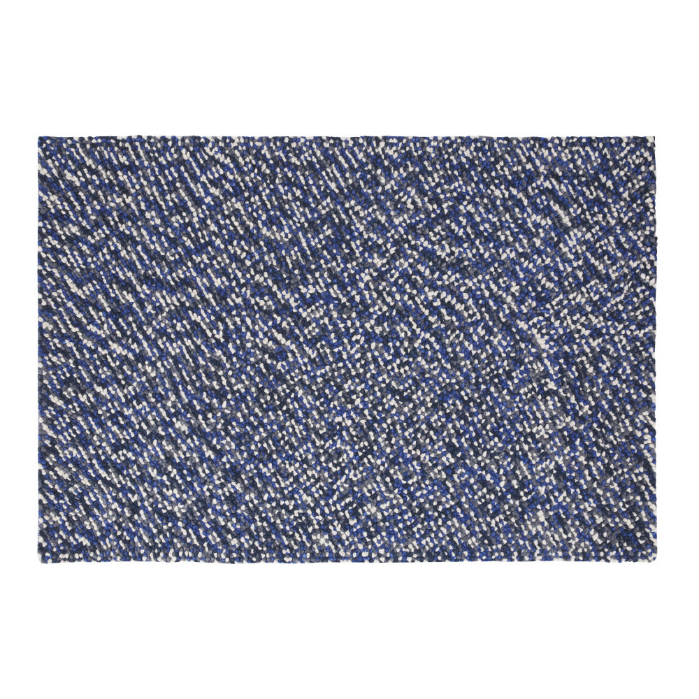 Tapis en laine bleue et écrue 140x200