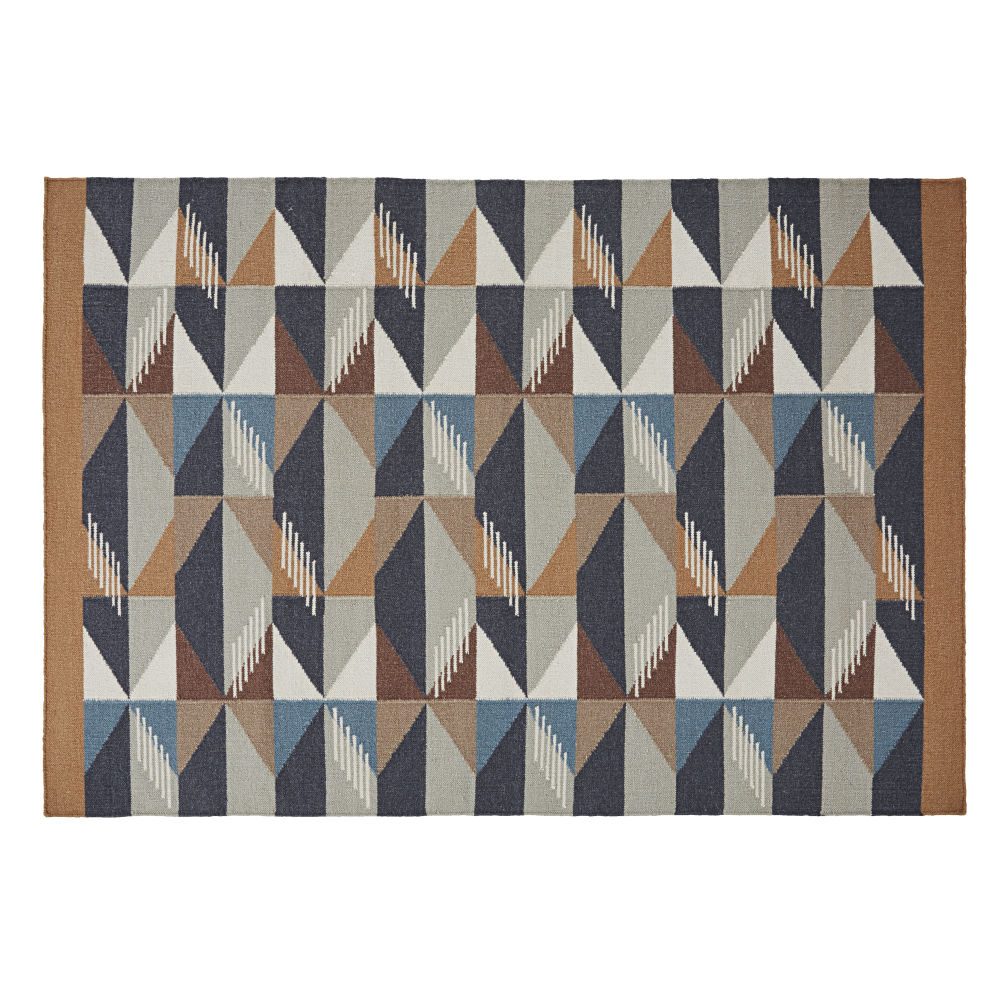 Tapis en laine fait main motifs graphiques multicolores 140x200 Tapis en laine fait main motifs graphiques multicolores 140x200