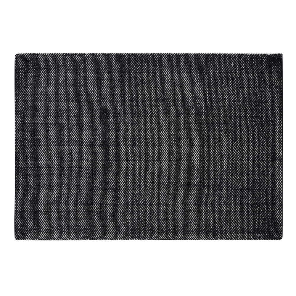 Tapis en laine tissée noire et blanche 140x200