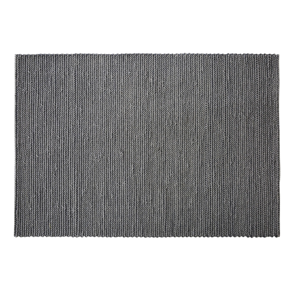 Tapis en laine tressée gris fait main 140x200