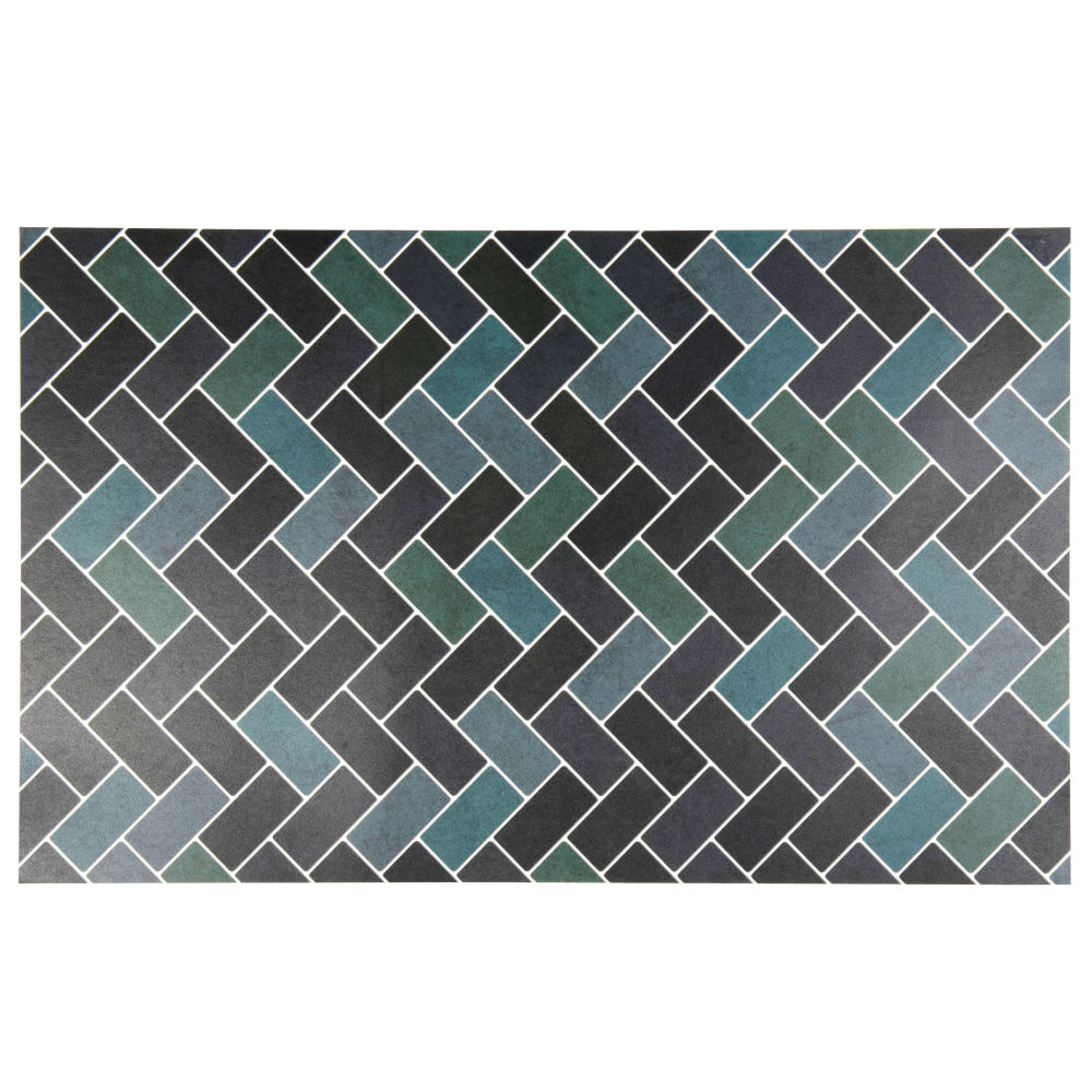 Tapis en vinyle motifs carreaux Zellige verts 50x80