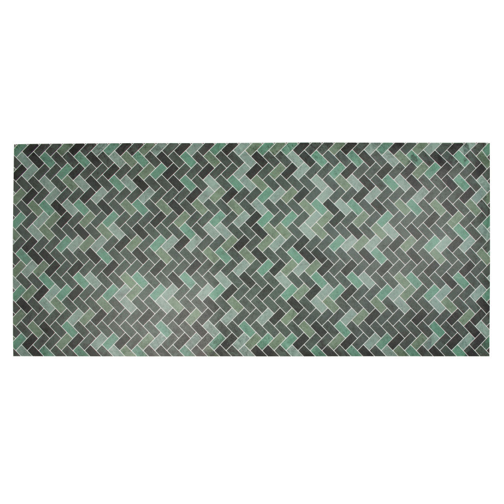 Tapis en vinyle motifs carreaux Zellige verts 66x150