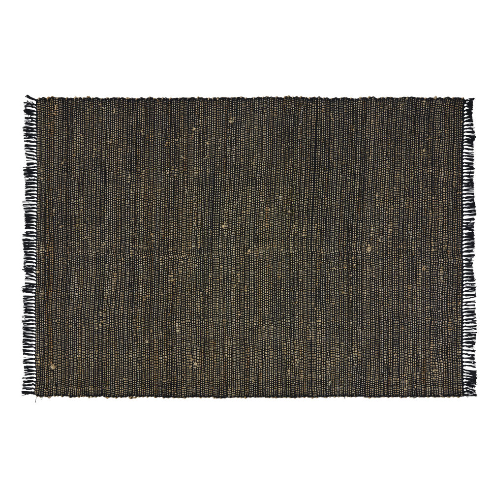 Tapis fait main en coton et jute noirs 140x200 Tapis fait main en coton et jute noirs 140x200