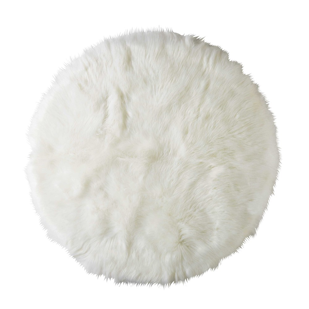 Tapis rond en fausse fourrure blanche D.140cm