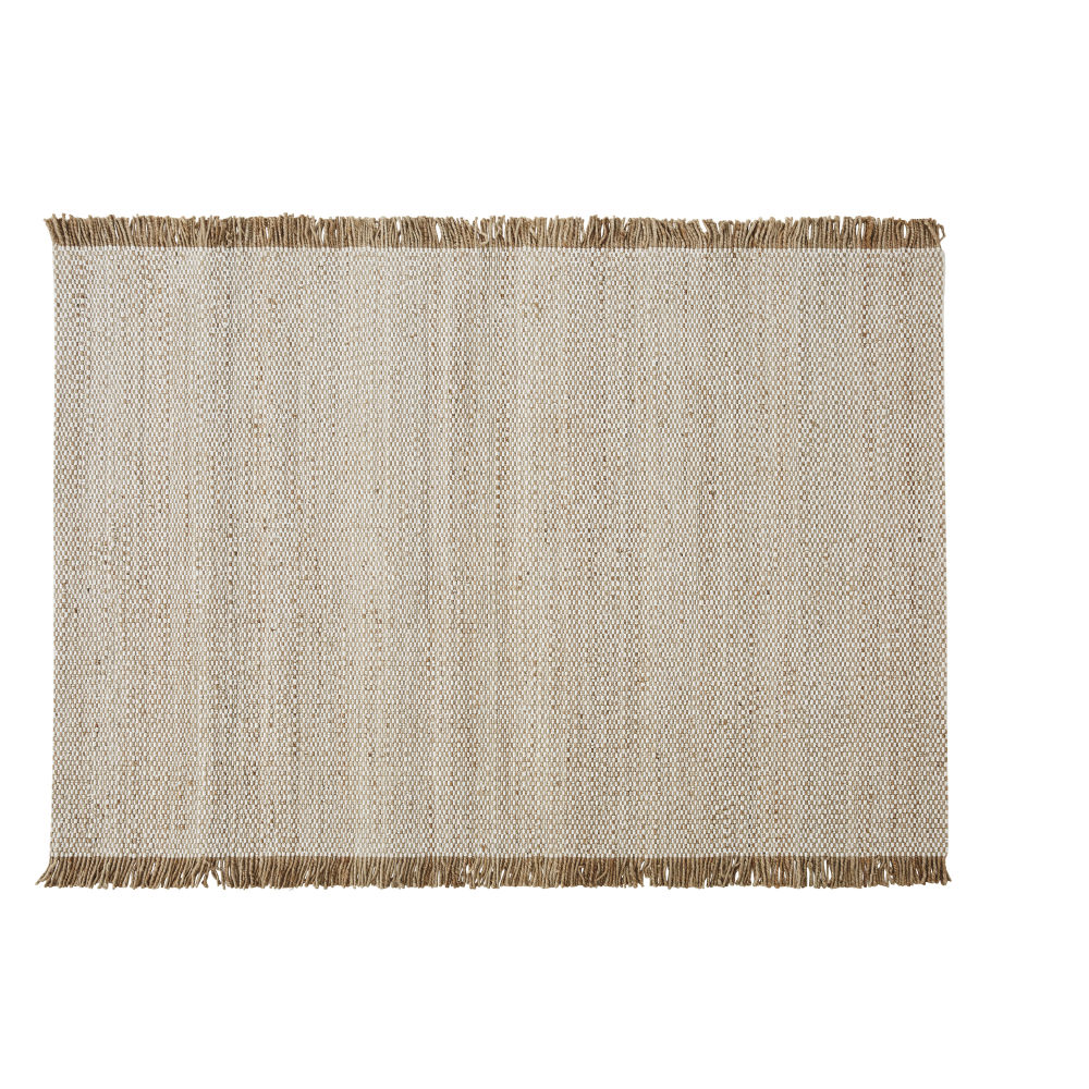 Tapis tissé écru avec franges en jute beige 160x230 Tapis tissé écru avec franges en jute beige 160x230