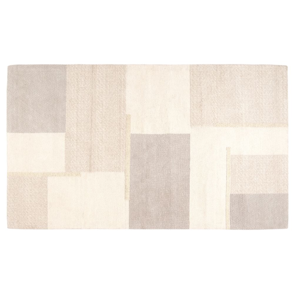 Tapis tissé jacquard motifs asymétriques beige et écru 90x150 Tapis tissé jacquard motifs asymétriques beige et écru 90x150