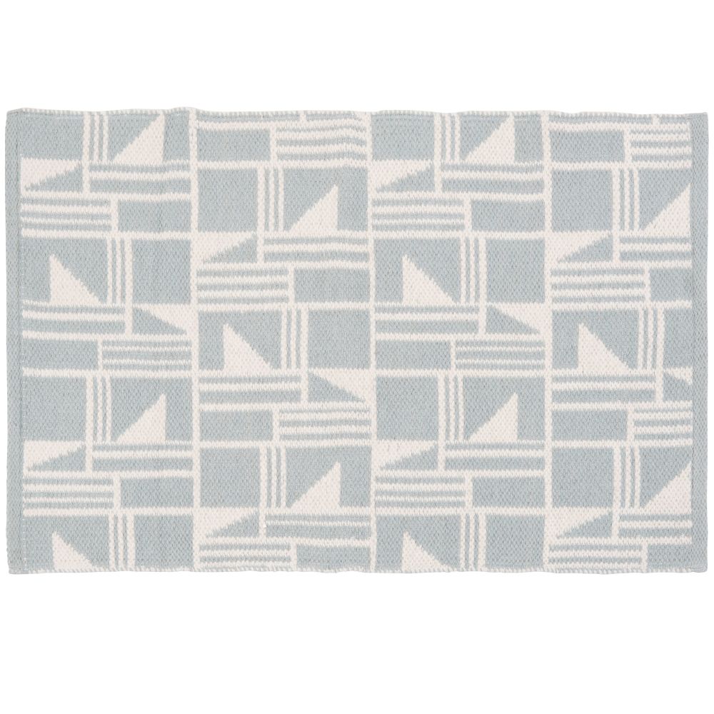 Tapis tissé jacquard motifs graphiques écru et bleu 60x90 Tapis tissé jacquard motifs graphiques écru et bleu 60x90