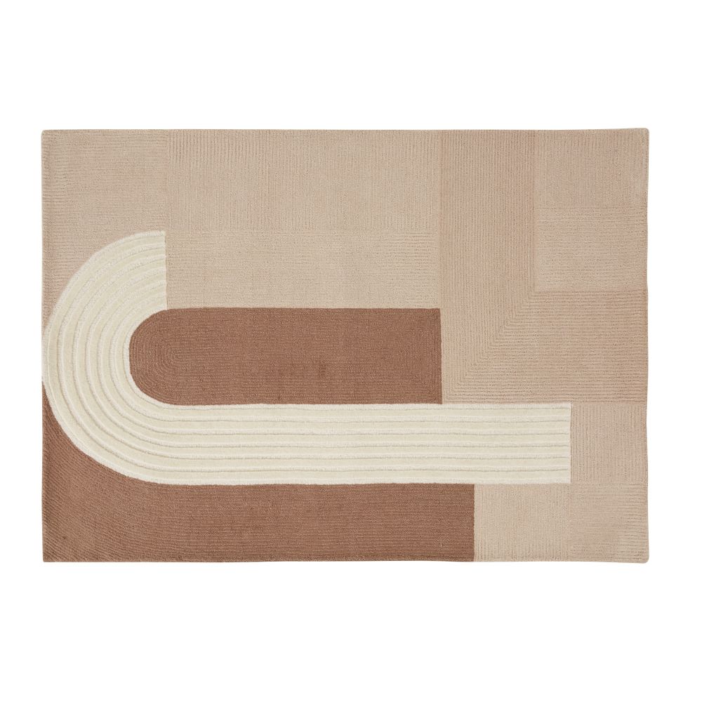 Tapis tufté main beige, écru et vieux rose 140x200 Tapis tufté main beige, écru et vieux rose 140x200