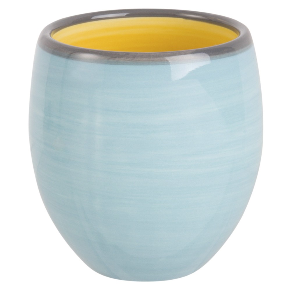 Tasse en faïence bleue et jaune Tasse en faïence bleue et jaune