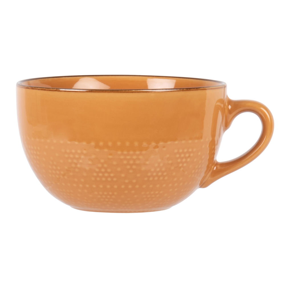 Tasse en faïence jaune moutarde