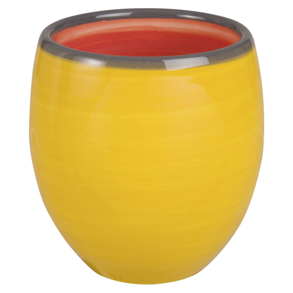 Tasse en faïence rouge et verte jaune et rouge