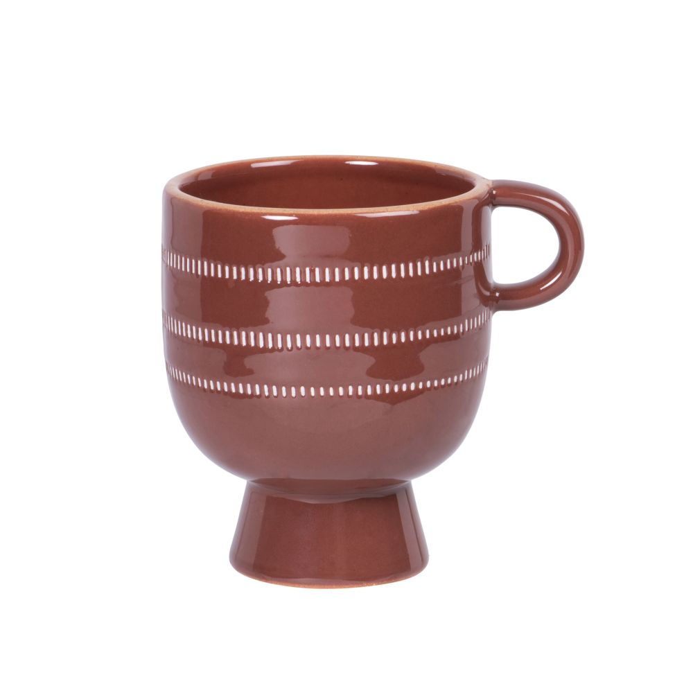 Tasse en porcelaine marron à motifs