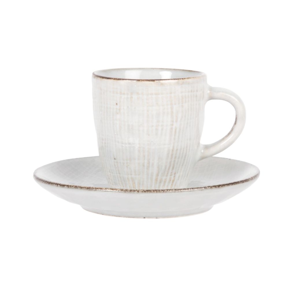 Tasse et soucoupe en grès gris clair (photo) Tasse et soucoupe en grès gris clair