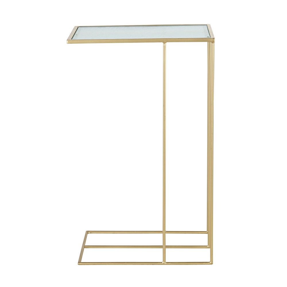 Tavolino da salotto in vetro e metallo dorato
