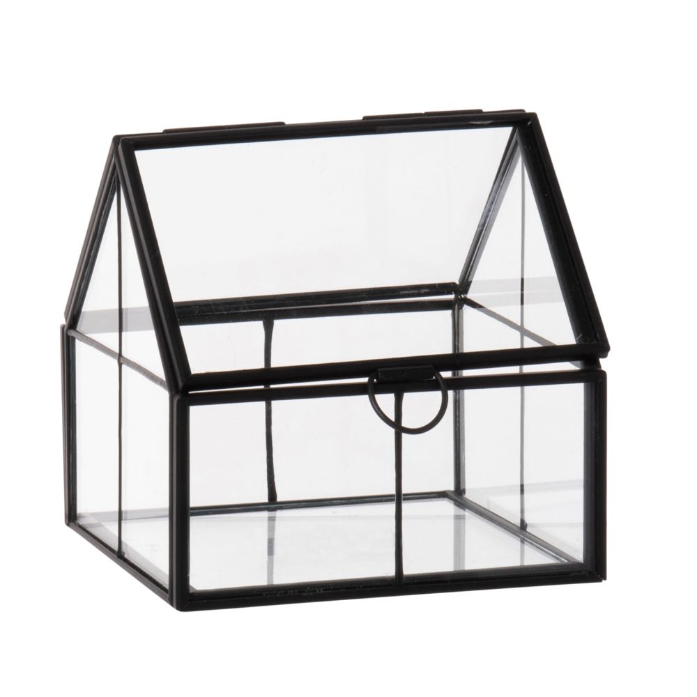 Terrarium maison en verre et métal noir Terrarium maison en verre et métal noir