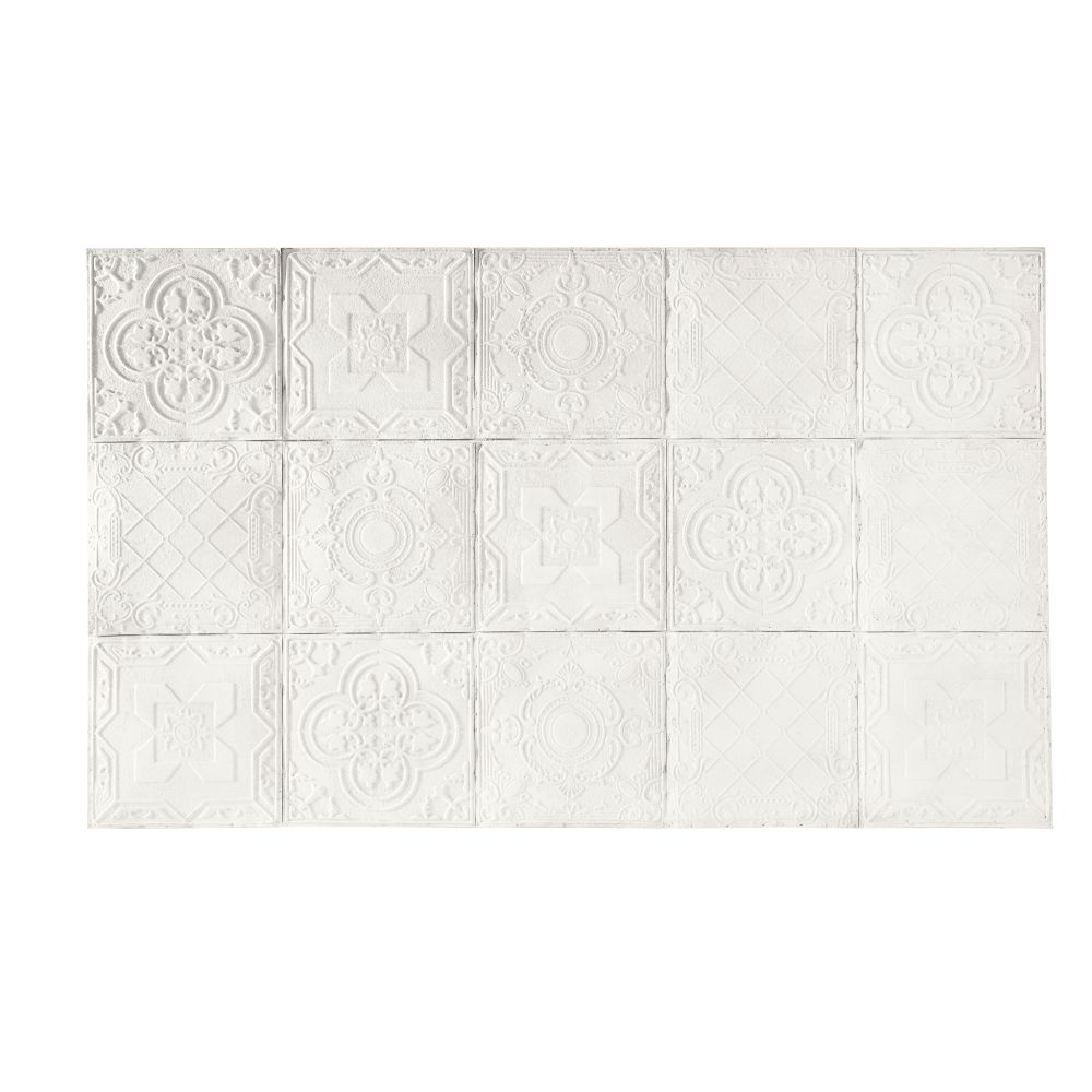 Tête de lit 200 en pin massif motifs mosaïques blanches Tête de lit 200 en pin massif motifs mosaïques blanches